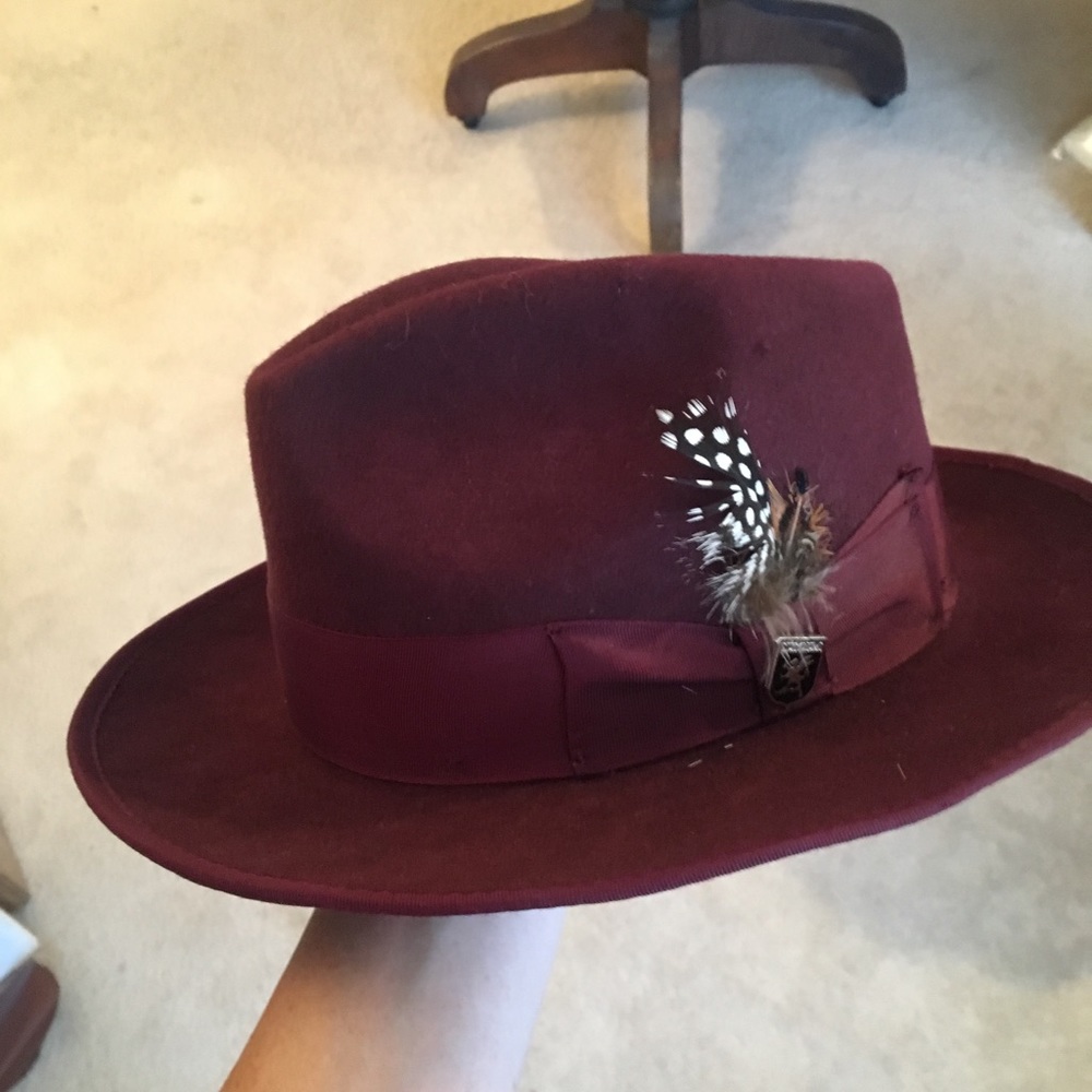 Stacy Adams Maroon Hat Fedora Hat Boho Hat